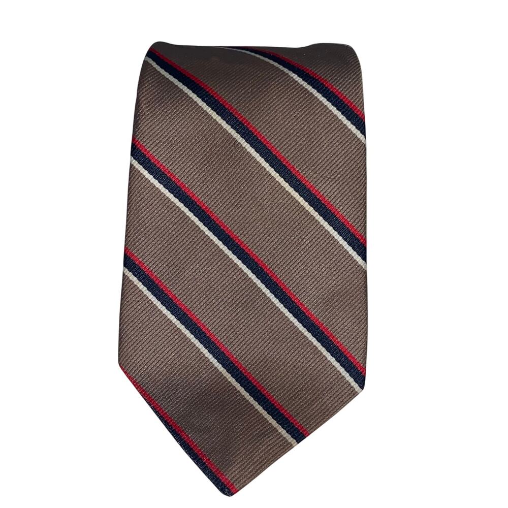 Vtg Royal Knight Necktie Brown Red Blue American Repp Stripe 56.5x3 Traditional